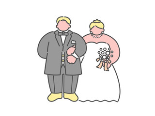 新郎新婦　結婚式　ウエディング　イラスト
