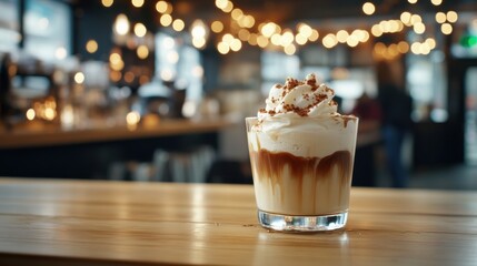 Creamy affogato with espresso in cozy café setting for a delightful coffee moment