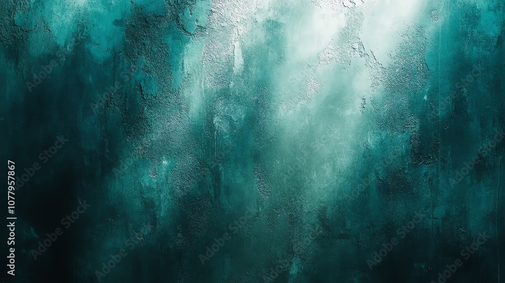Poster abstract teal and white textured background with light in the upper right corner.