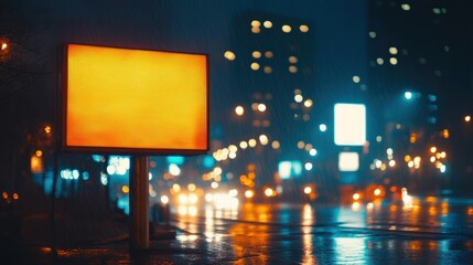 Billboard in City Rain