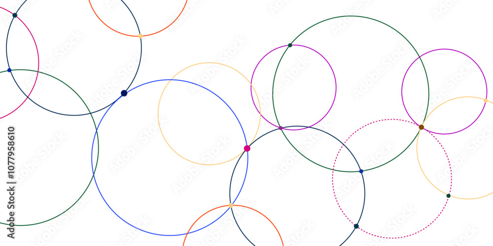 Poster Abstract geometric background with plexus circles. Big data visualization and technology background design.