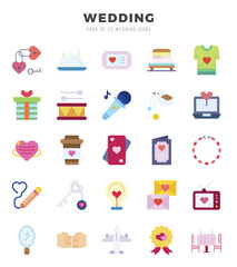 Vector Wedding types icon set in Flat style. vector illustration.