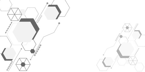 White and Black abstract geometric hexagon shape. Medical, technology or science design.