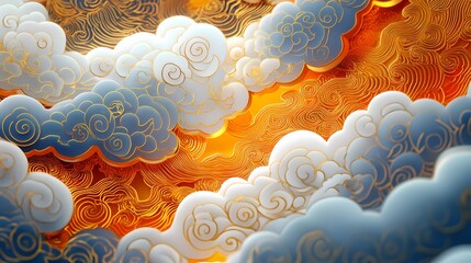 Traditional Chinese 3d auspicious cloud illustration poster background