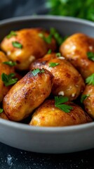 Delicious stuffed zucchini flowers with golden crispy coating garnished with fresh herbs