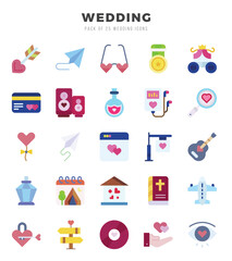 Set of simple Flat Wedding Icons. Flat art icons pack.