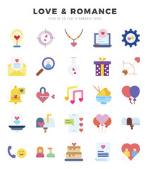 Fototapeta premium Love & Romance elements. Flat web icon set. Simple vector illustration.