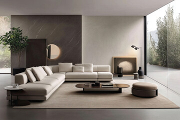 Contemporary light living room with sleek lines and minimalist furniture