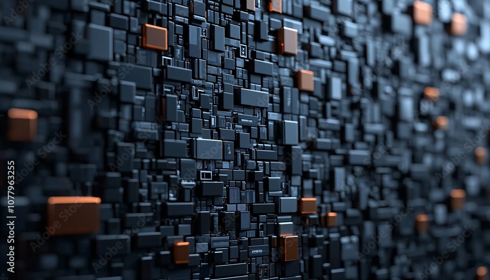 Poster abstract background featuring dark and metallic geometric shapes with contrasting elements for digit