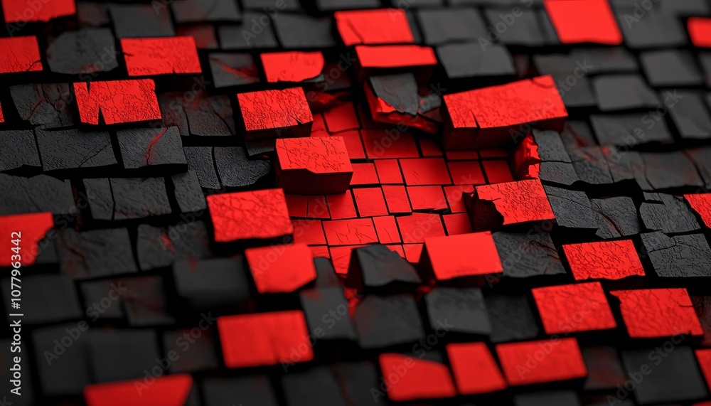 Poster abstract representation of red and black textures creating a dynamic visual effect and captivating d