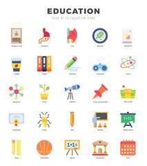 Set of Education icons in Flat style. Flat Icons symbol collection.