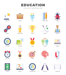 Education Flat icons collection. 25 icon set in a Flat design.