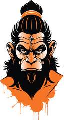 Hanuman head vector design.