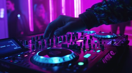DJ Mixer in a Vibrant Nightclub Setting