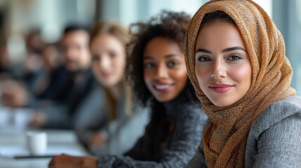 A diverse group of professionals engaged in a meeting.