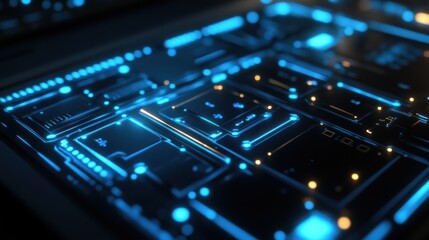 Fototapeta premium Abstract Circuit Board with Blue Lights