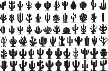 Cactus silhouettes set vector illustrations