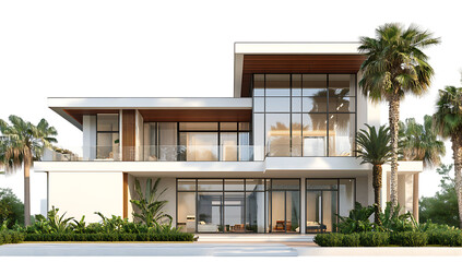 Fototapeta premium Modern home with palm trees