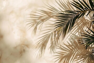 Obraz premium Tropical palm tree leaves on blurred background