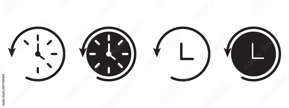 Aufkleber set of clock icons. clock, time. hours dial. watch time with arrow. business deadline. time clock ic