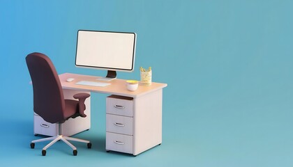 Ergonomic desk setup to prevent burnout, healthy posture, 3D illustration.