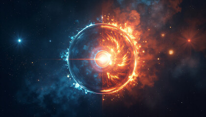 an image of an eye in space with a star in the background