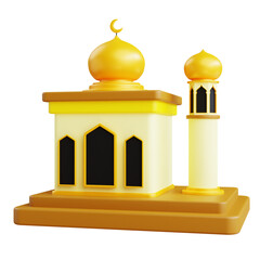 mosque 3d illustration with isolated background