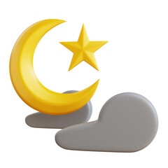 night 3d illustration with isolated background