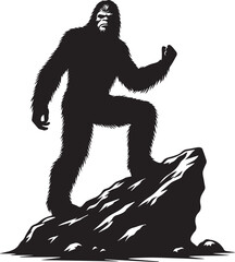 Fototapeta premium Bigfoot silhouette standing on a rock looking triumphant