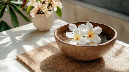 Minimalist flat lay celebrating laos pi mai new year with floral arrangement