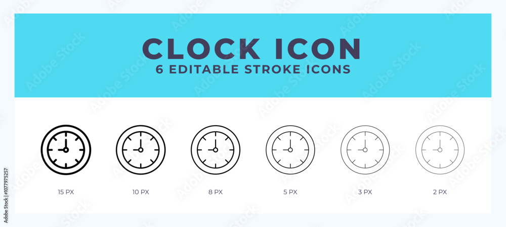 Aufkleber clock icon set with different stroke. vector illustration with editable stroke.
