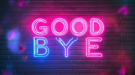 Good Bye Retro Neon Sign on Trendy Background. AI Generative