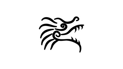 Quetzalcoatl emblem, black isolated silhouette