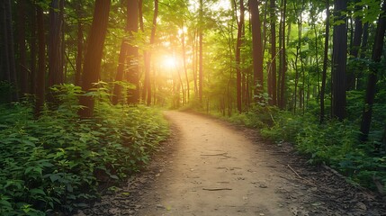 Fototapeta premium Green tunnel in the garden at sunset time.