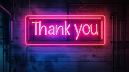 Thank you Retro Neon Sign on Trendy Background. AI Generative