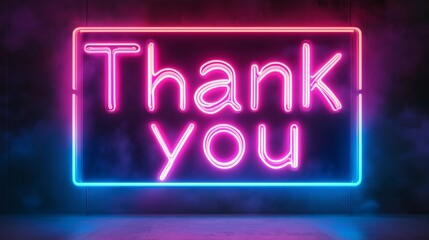 Thank you Retro Neon Sign on Trendy Background. AI Generative
