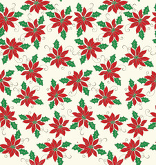 New Christmas poinsettia, decoration, gift wrap, seamless, hoilday, 2025