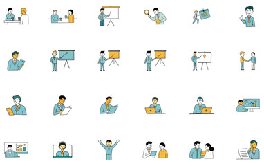 Businessman Icons Diverse Professional Activities and Roles