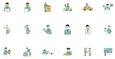 Businesswomen Icons Diverse Roles, Teamwork, Office, Presentation, Success