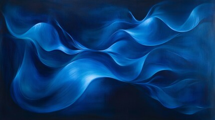 Abstract blue waves on dark background, fluid