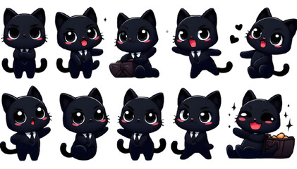 Obraz premium set of black cats