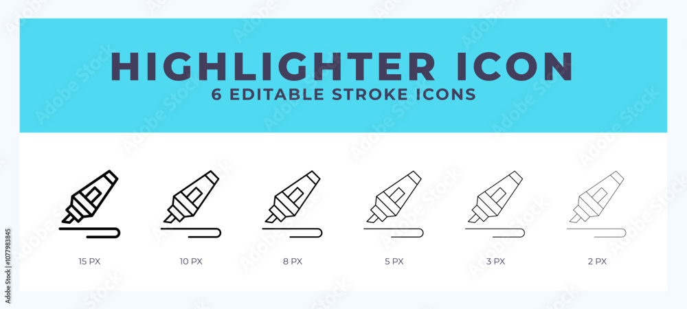 Poster highlighter icon set with different stroke. vector illustration with editable stroke.