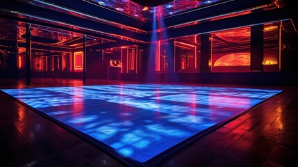 Dance Floor with Blue and Red Lighting
