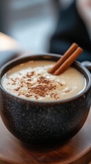 Traditional german dessert presentation with apfelkuchen and cinnamon garnish