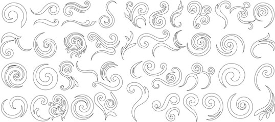 Swirl elements, decorative flourishes, and intricate line collection for art, design, and tattoo inspirations. Perfect for adding an elegant, ornamental touch to projects