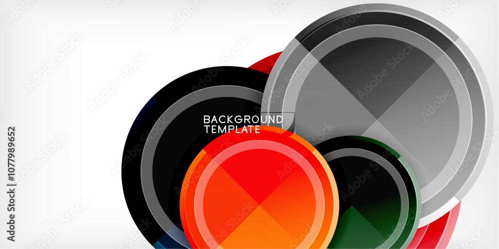 Poster abstract background - multicolored circles, trendy minimal geometric design, vector illustration