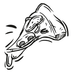 Delicious cheese pizza slice with toppings, captured on a white background, emphasizing its melting cheese and savory ingredients