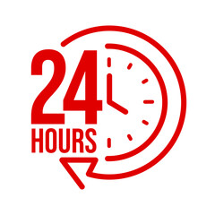 24 hours icon set. Twenty four hours symbol. 24 hour assistance icons. Customer support 24 hours logo. Vector Illustration.