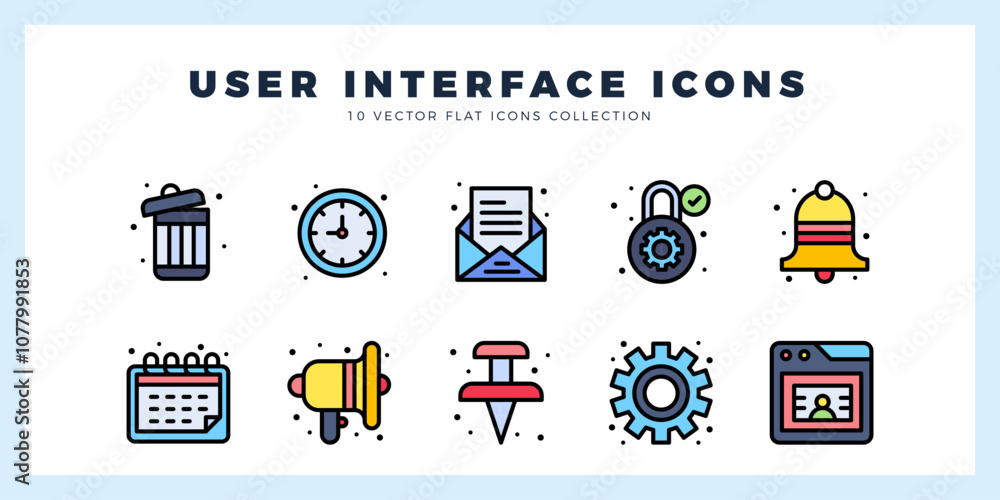 Poster 10 user interface lineal color icon pack. vector illustration.