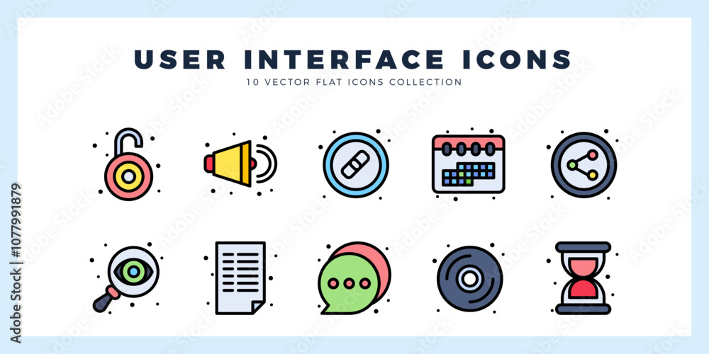 Poster 10 user interface lineal color icon pack. vector illustration.